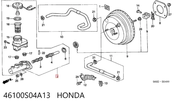 Главный тормозной цилиндр 46100S04A13 Honda