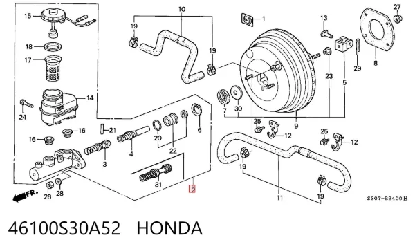 Главный тормозной цилиндр 46100S30A52 Honda