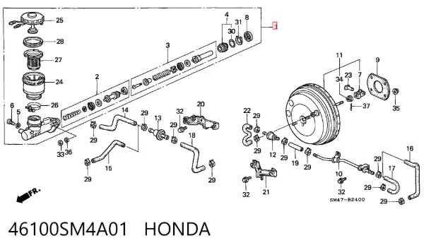 Главный тормозной цилиндр 46100SM4A01 Honda