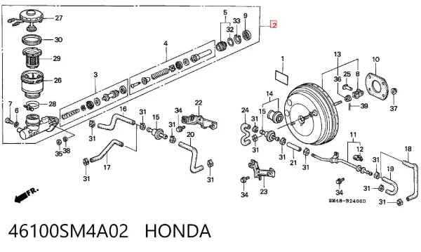 Главный тормозной цилиндр 46100SM4A02 Honda