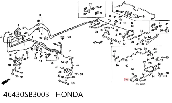 Задний тормозной шланг 46430SB3003 Honda