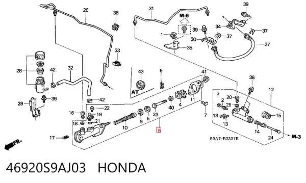 Главный цилиндр сцепления 46920S9AJ03 Honda