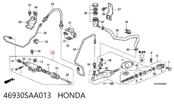 Рабочий цилиндр сцепления 46930SAA013 Honda