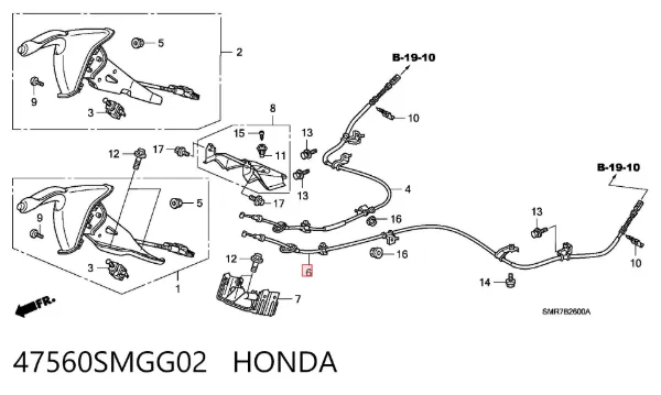 Трос ручника 47560SMGG02 Honda