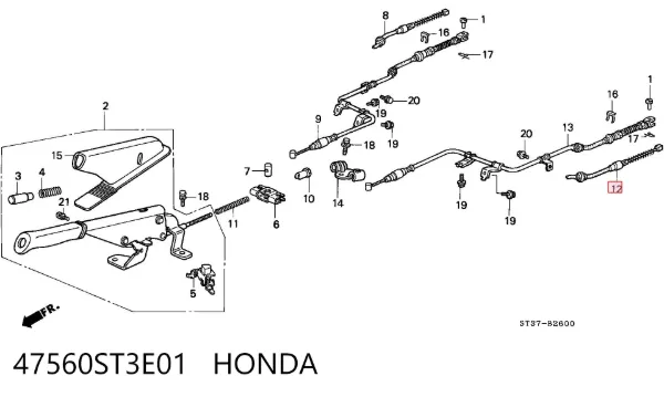 Трос ручника 47560ST3E01 Honda