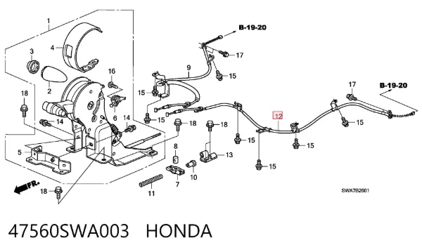 Трос ручника 47560SWA003 Honda