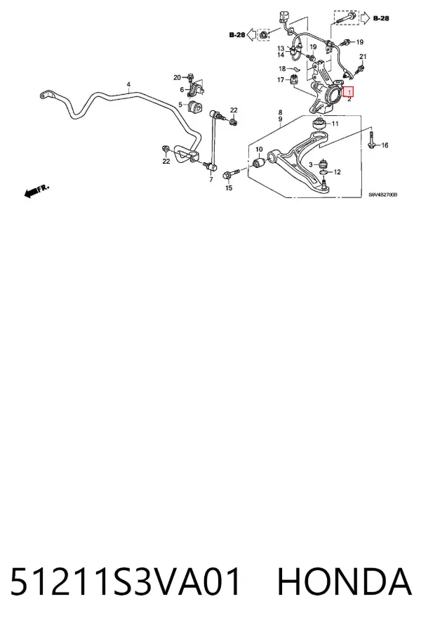 Цапфа передняя правая 51211S3VA01 Honda