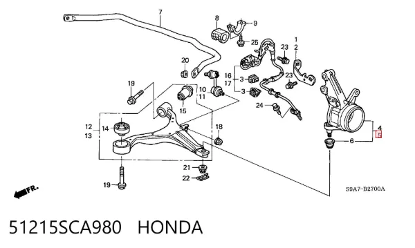 Цапфа передняя левая 51215SCA980 Honda