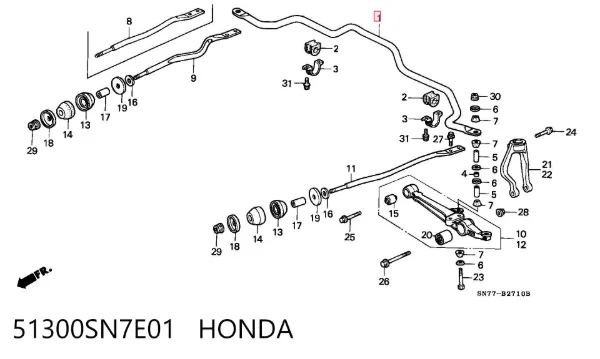 Передний стабилизатор 51300SN7E01 Honda