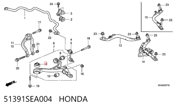 Сайлентблок переднего рычага 51391SEA004 Honda