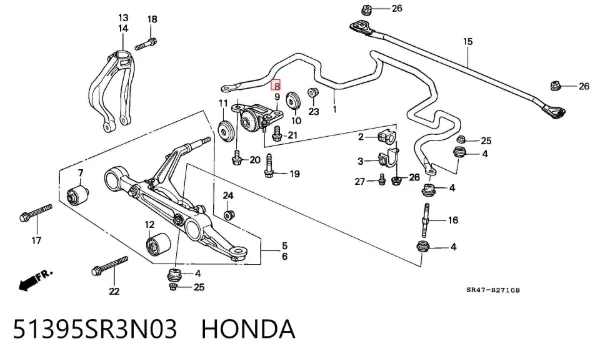 Сайлентблок переднего рычага 51395SR3N03 Honda