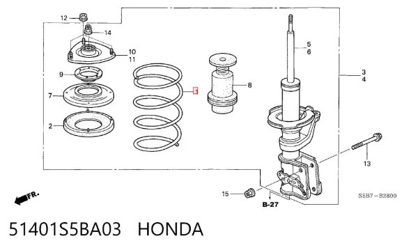Передняя пружина 51401S5BA03 Honda