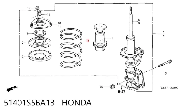 Передняя пружина 51401S5BA13 Honda