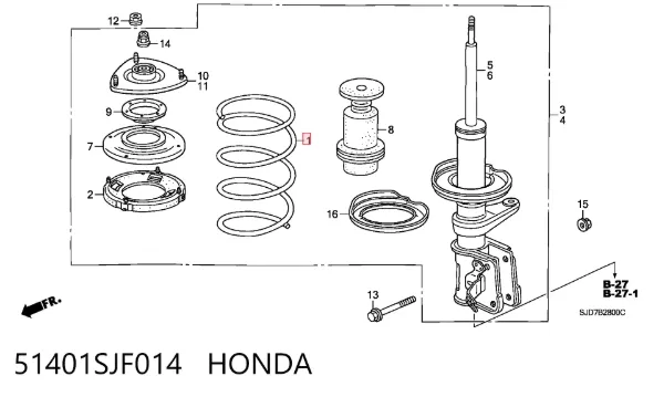 Передняя пружина 51401SJF014 Honda