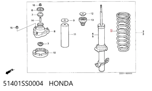 Передняя пружина 51401SS0004 Honda