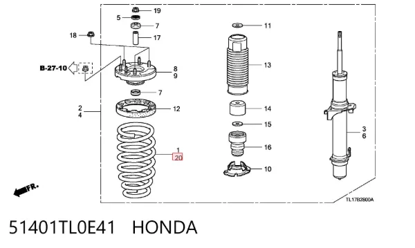 Передняя пружина 51401TL0E41 Honda