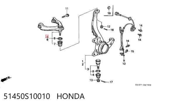 Верхний рычаг 51450S10010 Honda