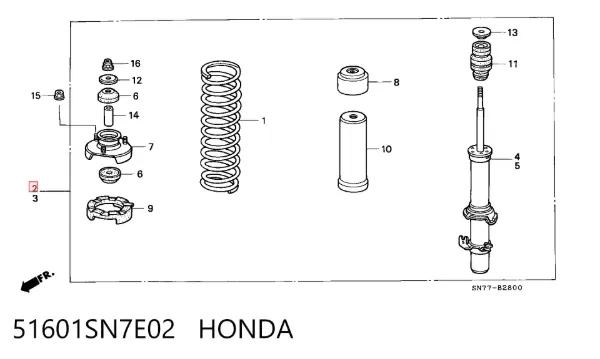 Амортизатор передний левый 51601SN7E02 Honda