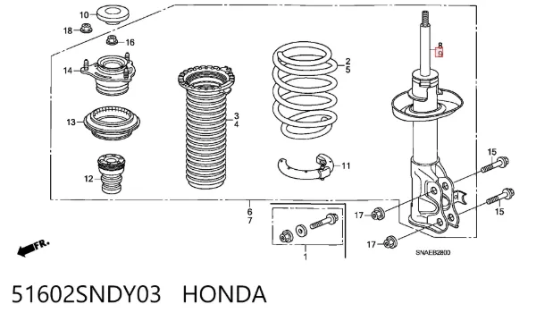 Амортизатор передний левый 51602SNDY03 Honda