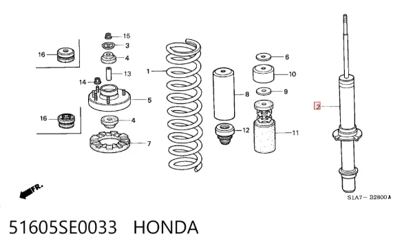 Амортизатор передний 51605SE0033 Honda