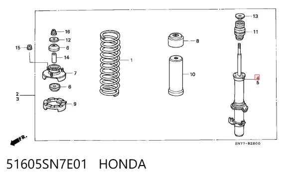 Амортизатор передний правый 51605SN7E01 Honda
