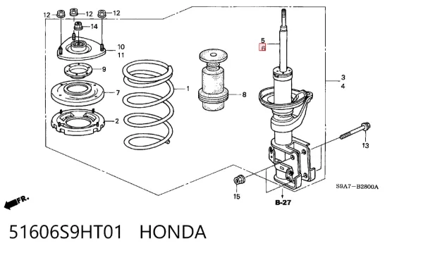 Амортизатор передний левый 51606S9HT01 Honda