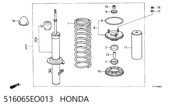 Амортизатор передний левый 51606SEO013 Honda