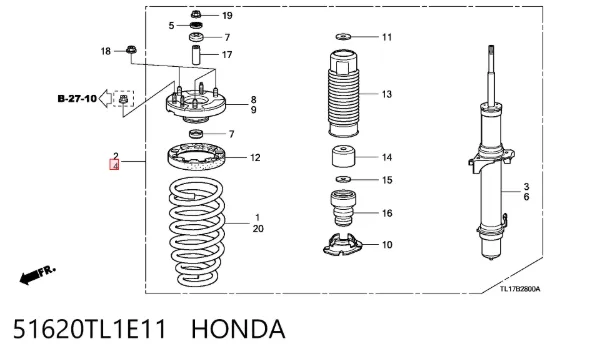 Амортизатор передний левый 51620TL1E11 Honda