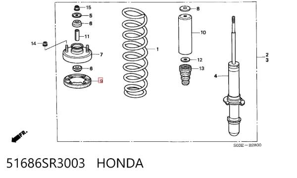 Проставка передней пружины 51686SR3003 Honda
