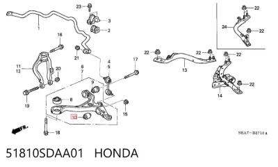 Сайлентблок переднего нижнего рычага HONDA 51810SDAA01