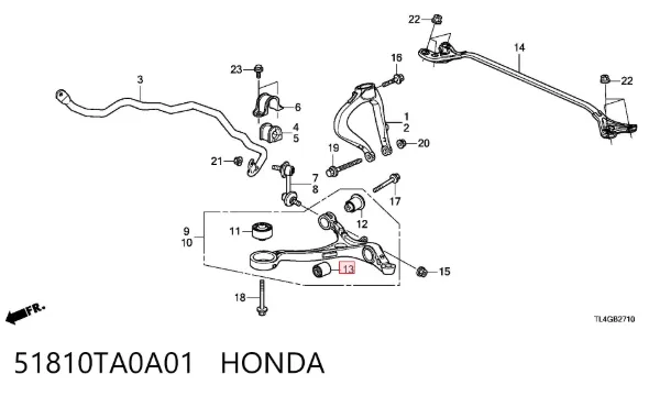 Сайлентблок переднего рычага 51810TA0A01 Honda