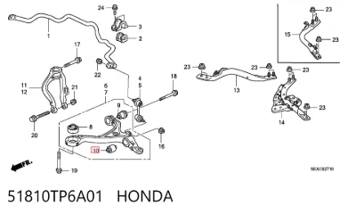 Сайлентблок переднего нижнего рычага HONDA 51810TP6A01
