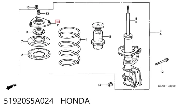 Опора переднего амортизатора 51920S5A024 Honda