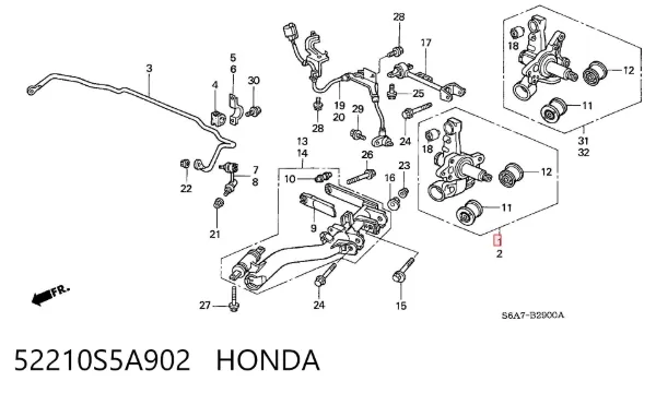 Цапфа задняя правая 52210S5A902 Honda