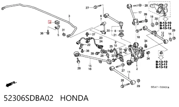 Втулка стабилизатора 52306SDBA02 Honda
