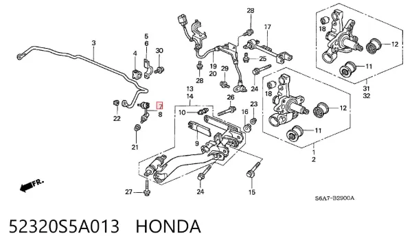 Стойка заднего стабилизатора правая 52320S5A013 Honda