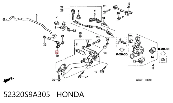 Стойка заднего стабилизатора правая 52320S9A305 Honda
