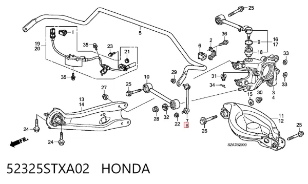 Левая стойка заднего стабилизатора 52325STXA02 Honda