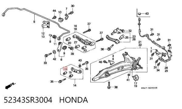 Сайлентблок заднего нижнего рычага 52343SR3004 Honda