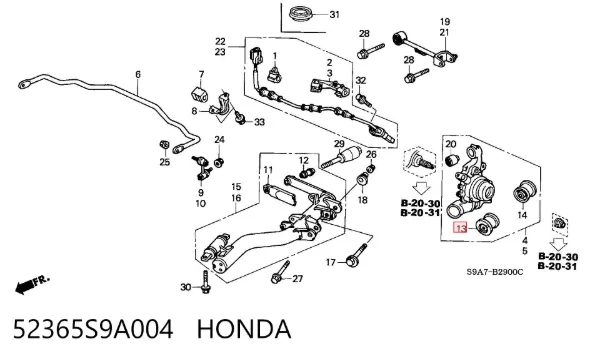 Сайлентблок цапфы задней 52365S9A004 Honda