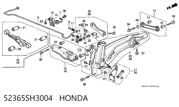 Сайлентблок заднего нижнего рычага 52365SH3004 Honda