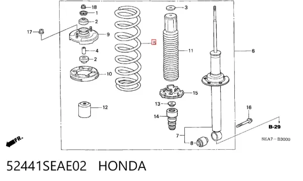 Задняя пружина 52441SEAE02 Honda
