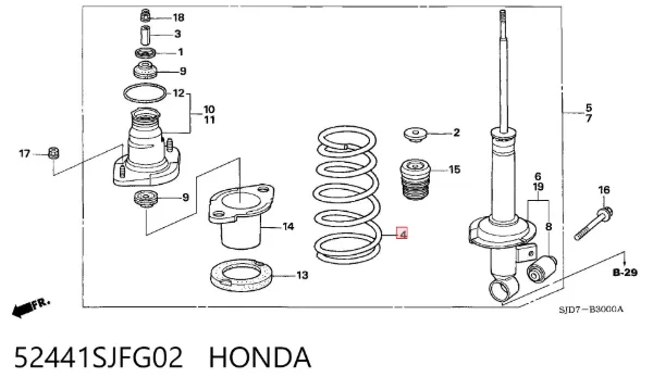 Задняя пружина 52441SJFG02 Honda