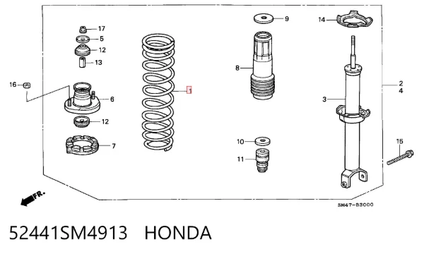 Задняя пружина 52441SM4913 Honda