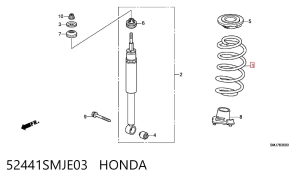Задняя пружина 52441SMJE03 Honda