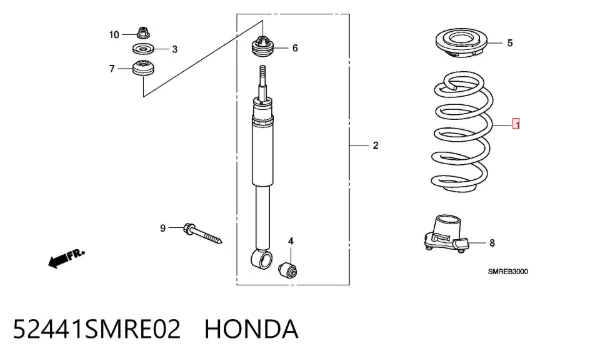 Задняя пружина 52441SMRE02 Honda