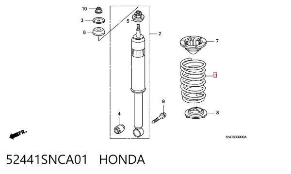 Задняя пружина 52441SNCA01 Honda