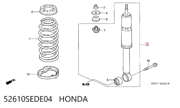 Амортизатор задний 52610SEDE04 Honda