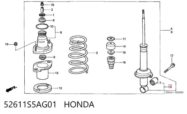 Амортизатор задний 52611S5AG01 Honda