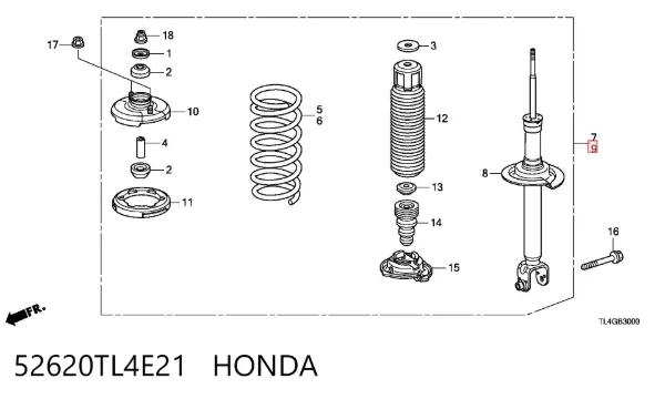 Амортизатор задний левый 52620TL4E21 Honda